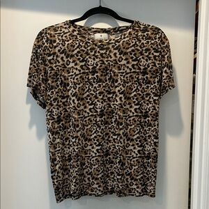 Socialite Brown Leopard Print Short Sleeve Top